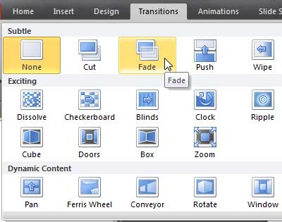transition effects in powerpoint